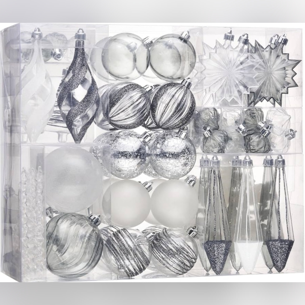 Black and White 100 Count Christmas Ornament Set